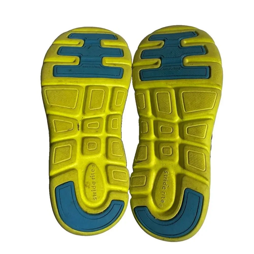 Stride Rite Made2Play Boys Water Shoes Gray Blue Lime Hook Loop Size 1 EU 32